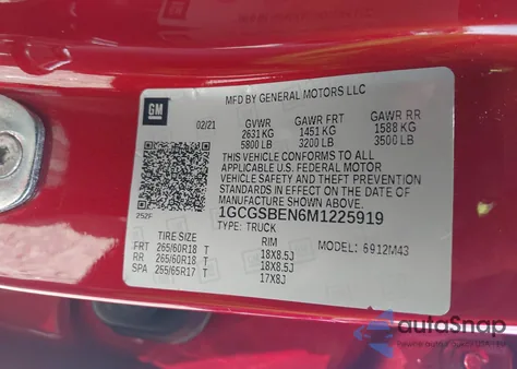2021 Chevrolet Colorado 2Wd Short Box Wt from USA, damaged, VIN 1GCGSBEN6M1225919